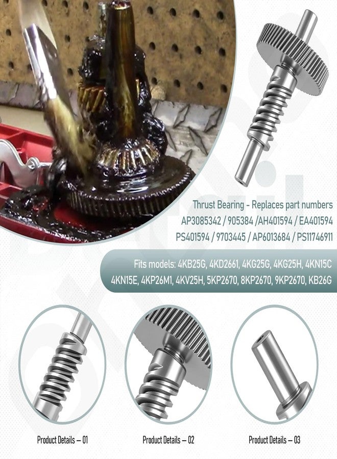 Ohoho 9706529 W11086780 9709231 WP9709231 Worm Gear - by Ohoho - Compatible with Whirlpool/Kitchenaid 5QT & 6QT Stand Mixer Replacement Parts - with Snap Ring & 1.8 Oz Grease & 9703445 Thrust Bearing - Image 3